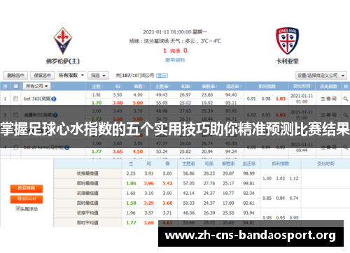 掌握足球心水指数的五个实用技巧助你精准预测比赛结果